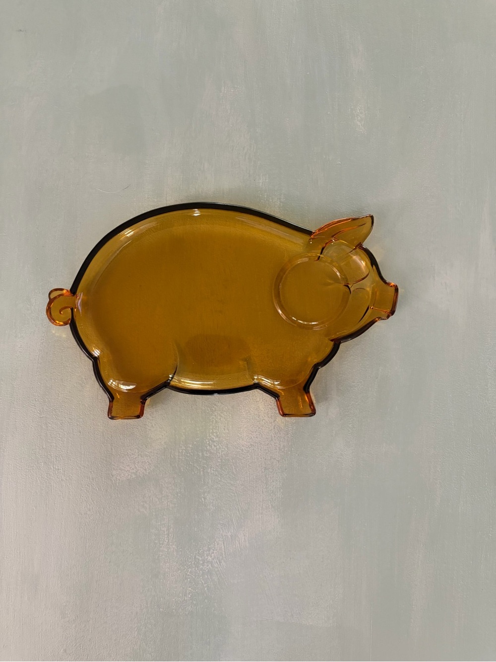 Amber Pig Shaped Glass Tray
